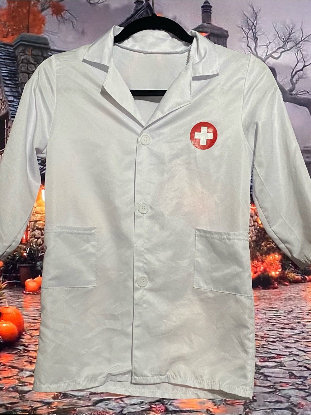 Kids White Doctor Lab Coat Costume with Red Cross